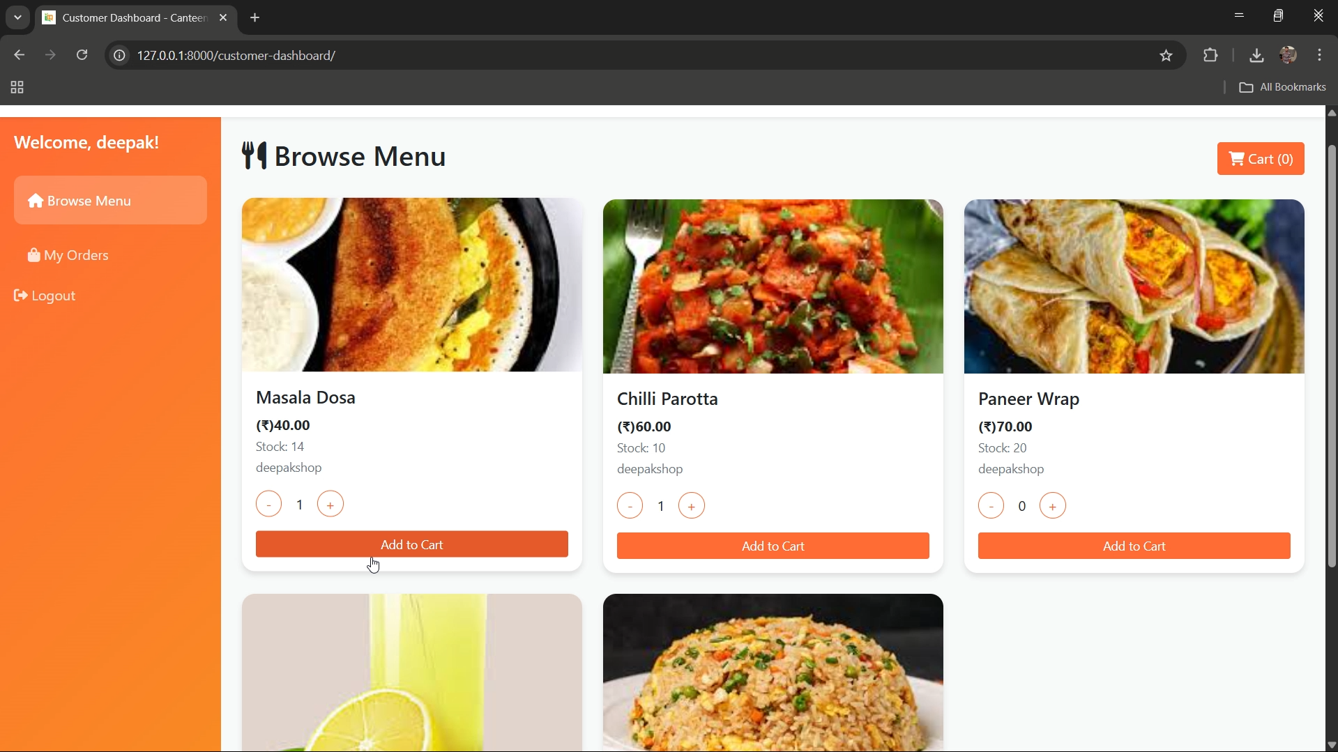 Canteen Food Pre-Ordering System — Django based management platform with REST API